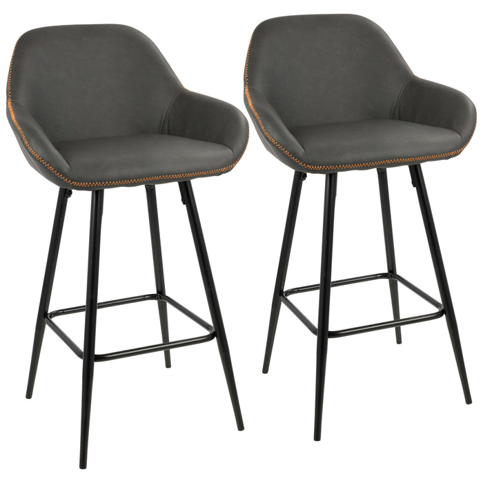 Clubhouse - 26" Counter Stool - Black Frame And Gray Vintage Faux Leather (Set of 2)