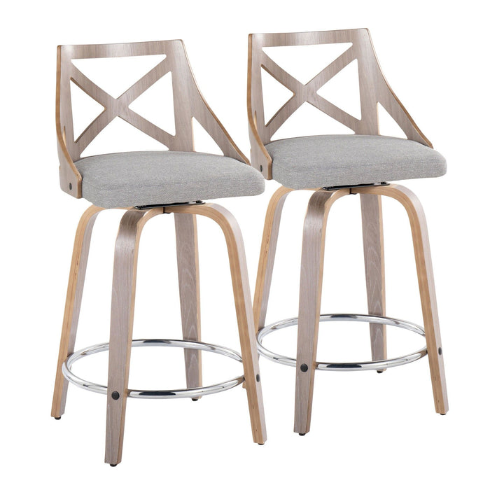 Charlotte - 24" Fixed-height Counter Stool (Set of 2) - Light Gray