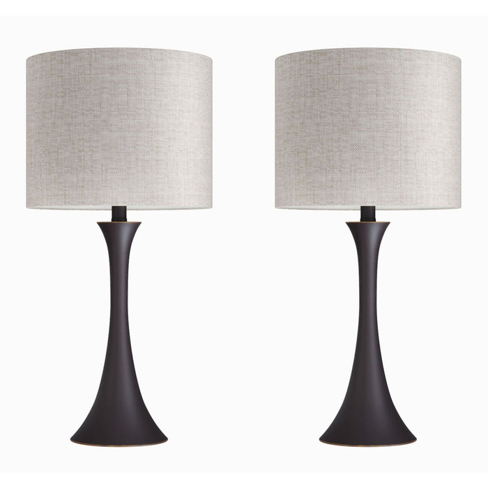 Lenuxe - 24" Metal Table Lamp (Set of 2) - Black And Natural