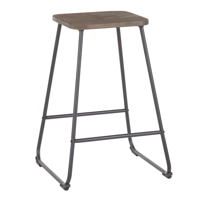 Zac - Counter Stool - Black Metal And Espresso Wood (Set of 2)