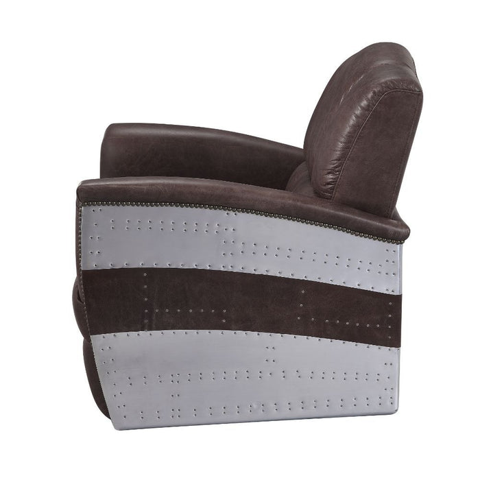 Brancaster - Accent Chair - Retro Brown Top Grain Leather & Aluminum - 35"
