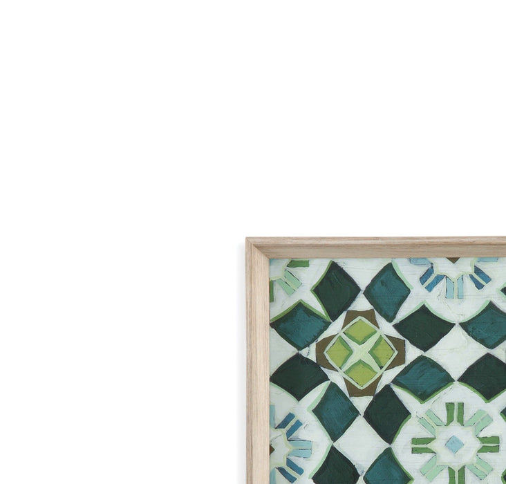 Palm Piazza Tile II - Framed Print - Green