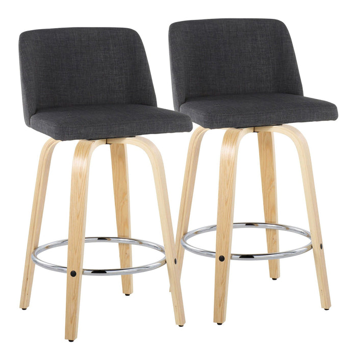 Toriano - 26" Fixed-height Counter Stool (Set of 2) - Dark Gray And Natural
