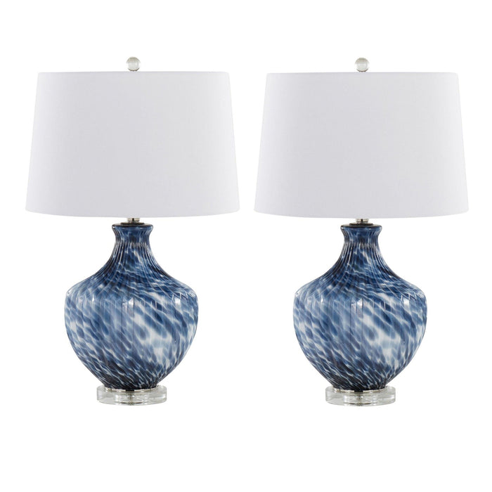 Lotus - 27" Glass Table Lamp (Set of 2) - Blue