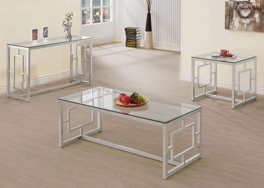 Merced - Square Tempered Glass Top End Table - Nickel