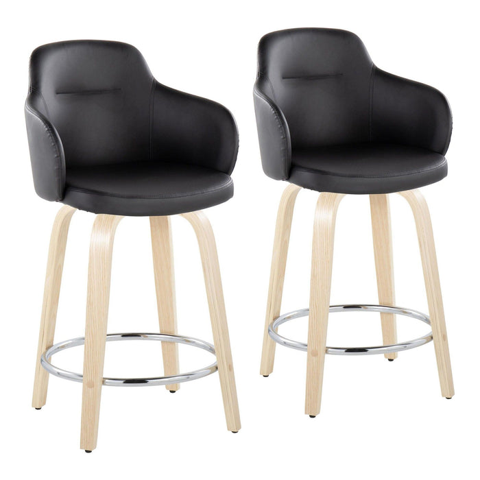 Boyne - 24" Fixed-height Faux Leather Counter Stool (Set of 2) - Black