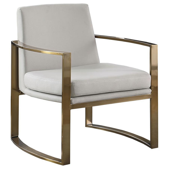 Cory - Concave Metal Arm Accent Chair - Cream And Bronze