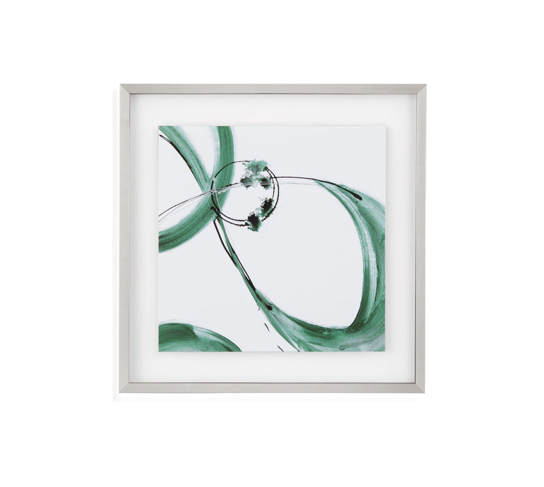 Green Swirls I - Framed Print - Pearl Silver