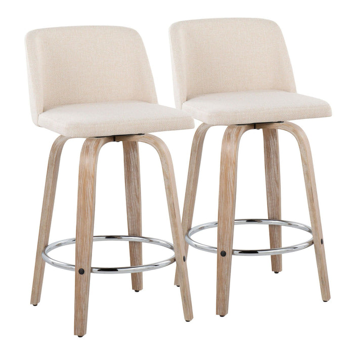 Toriano - 26" Fixed-height Counter Stool (Set of 2) - Cream Noise