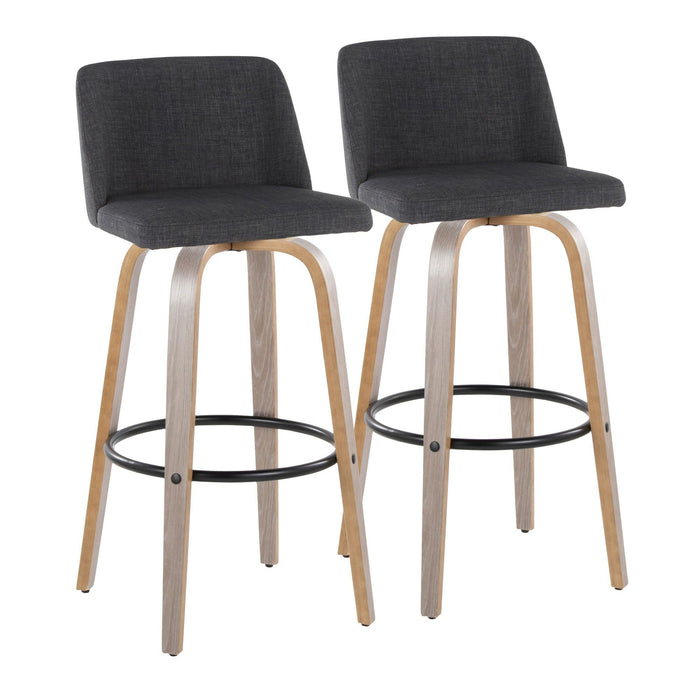 Toriano - 30" Fixed-height Barstool (Set of 2) - Gray And Charcoal