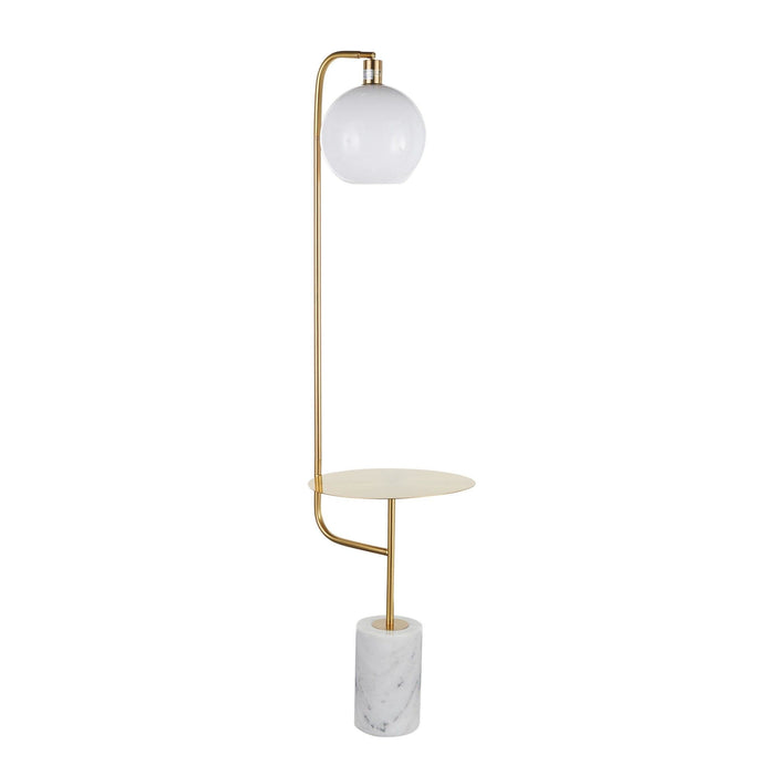 Symbol - Floor Lamp - Gold Metal Side Table And White Marble Base