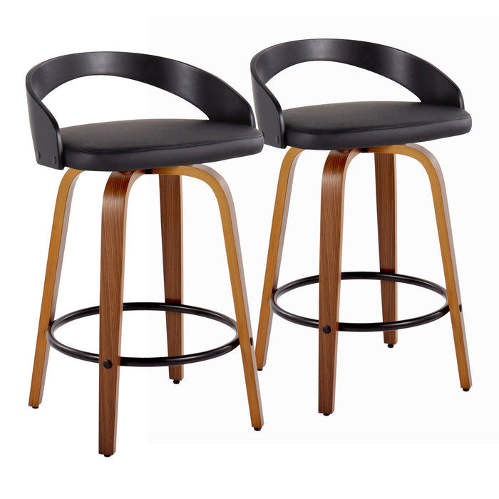 Grotto - 26" Fixed-height Counter Stool (Set of 2) - Black And Walnut