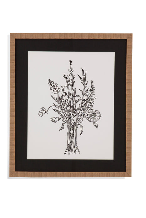 Black & White Bouquet IV - Framed Print - Black