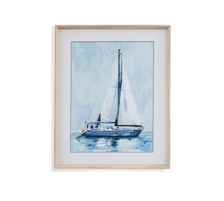 Lone Sailboat II - Framed Print - Blue
