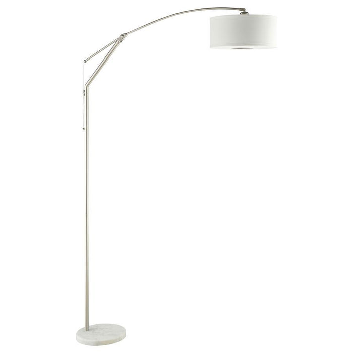 Moniz - Adjustable Arched Arm Floor Lamp - Chrome And White