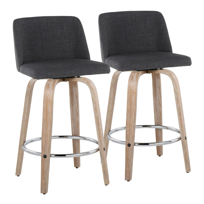 Toriano - 26" Fixed-height Counter Stool (Set of 2) - Charcoal And Gray