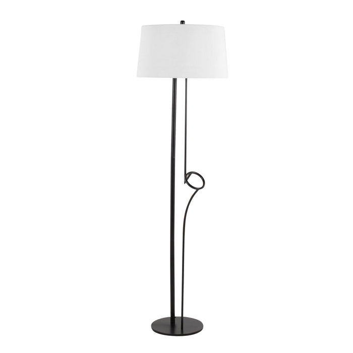 Shadow - Floor Lamp - Black Steel With White Linen Shade
