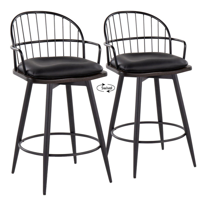 Riley - 26" Fixed-height Counter Stool With Arms (Set of 2) - Black