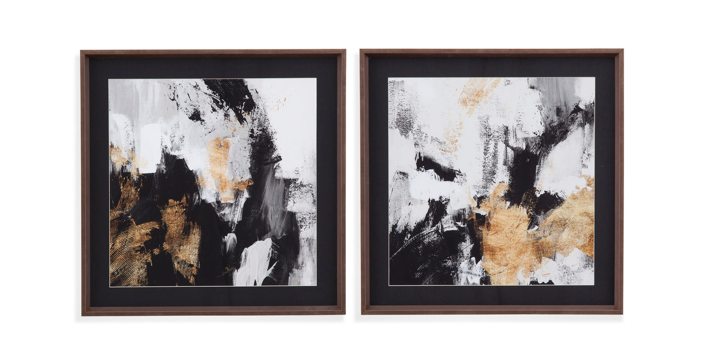 Neutral Gold Collage II - Framed Print - Black