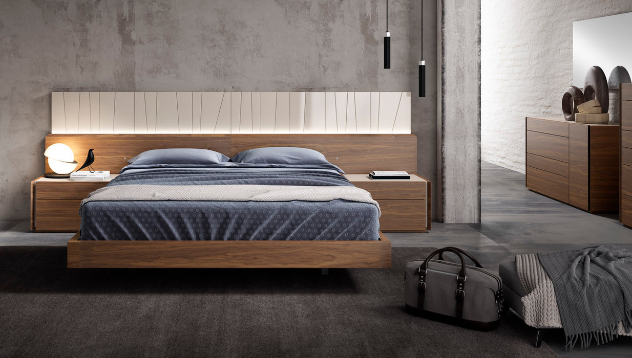 Walnut Porto left-facing night stand by J & M Furniture, accent nightstand with modern design and sleek finish.
