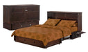 Night & Day Furniture CLOVER Murphy Cabinet Bed in chocolate with queen-size dimensions and visible memory foam mattress.