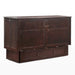 Night & Day Furniture Clover Murphy Cabinet Bed in chocolate with queen size and memory foam mattress, shown in folded and open positions.