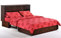 Night & Day Furniture Clover Murphy cabinet bed in chocolate finish with queen-size design and memory foam mattress visible in the image.