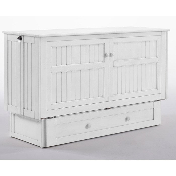 White Daisy Murphy Cabinet Bed by Night & Day Furniture, Queen size with sleek design and functional storage features.