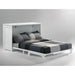 Open white Murphy cabinet bed by Night & Day Furniture in full position, showing the fold-down bed and interior storage.