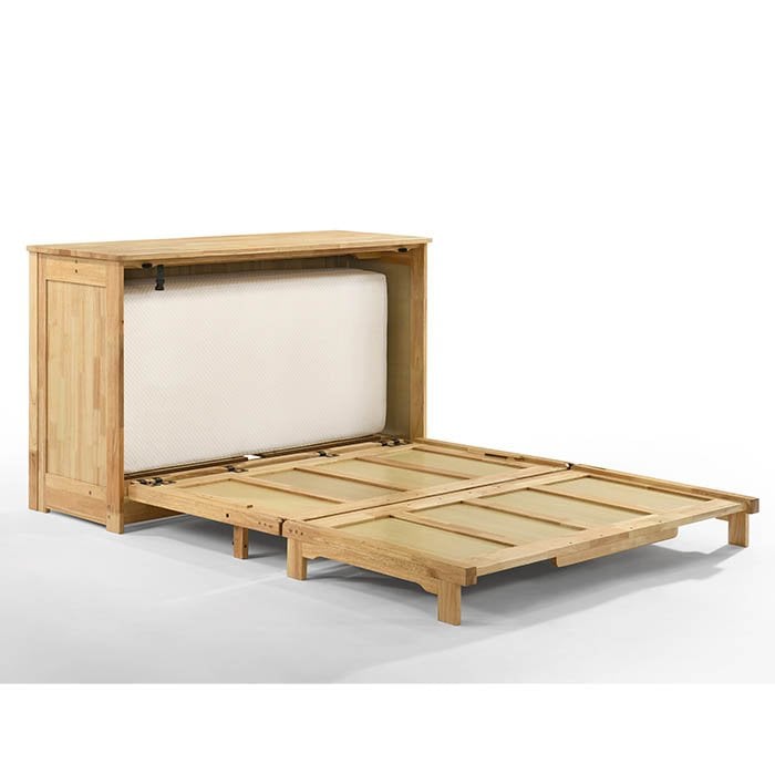 Night & Day Furniture Orion twin Murphy cabinet bed in natural wood, showing the closed cabinet design and sleek finish.
