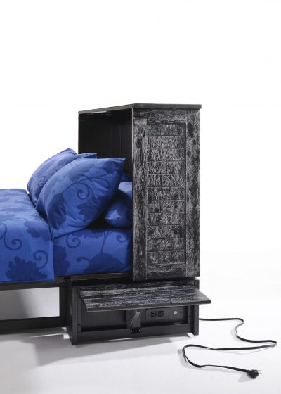 Side view of Night & Day Furniture Poppy Murphy Queen Cabinet Bed in Blizzard finish, showcasing its compact design and storage features.