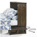 Night & Day Furniture Ranchero Murphy Cabinet Bed in Wildwood Brown, showing the wooden cabinet bed with closed and open sections